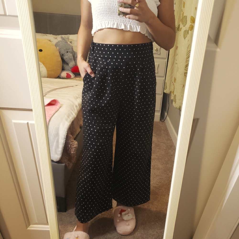 Global Work Polkadot Stretchy Culotte Pants/Trousers